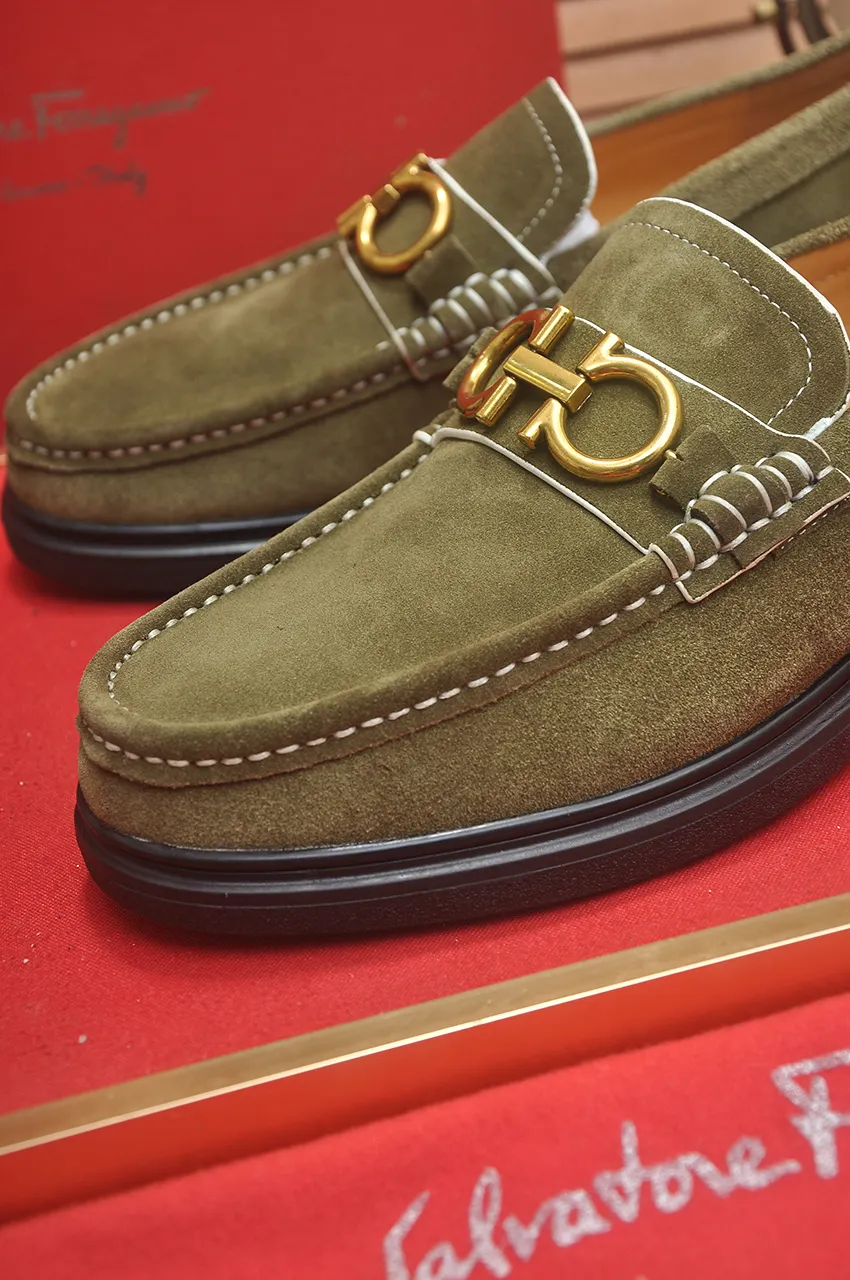 Men's shoes 💰440💶[Ferragamo/Ferragamo] The latest model in the counter. Original imported high-quality cowhide with open sides + imported 🐂 water-dyed cowhide lining + original luxury metal buckle + original combined outsole. No pressure for comparison. 38--45 (45 is custom-made and cannot be returned or exchanged)